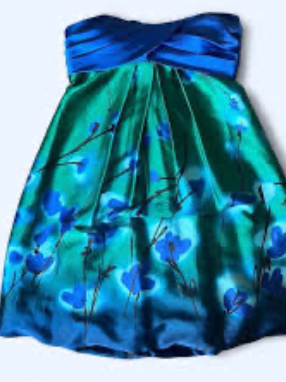 Jump Blue and Teal Floral Strapless Party Dress